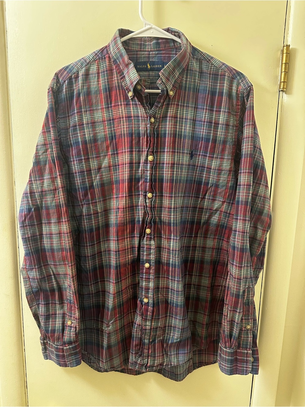 Ralph Lauren Multicolor Plaid Button-Down Shirt — Red, Blue & Green